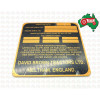 Serial Number Plate for David Brown 900 Series